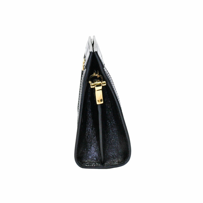 ophidia clutch small black suede mix patent with chain GHW - L'UXE LINK