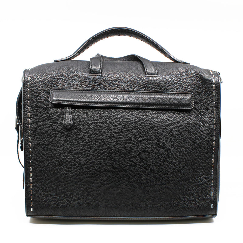 men large top handle bag in leather gray - L'UXE LINK