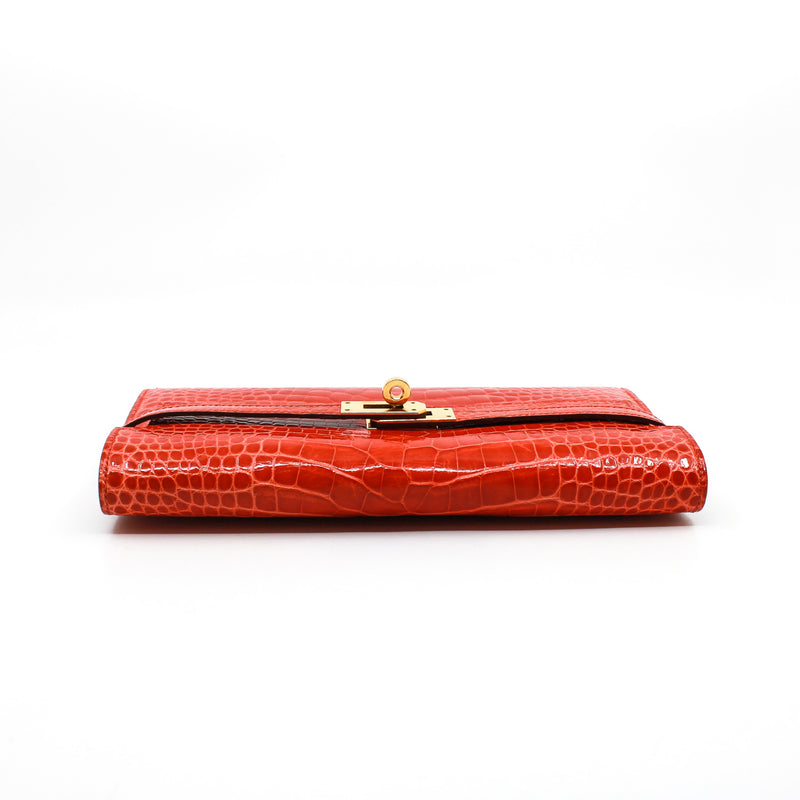 kelly wallet crocodile 9T X stamp - L'UXE LINK