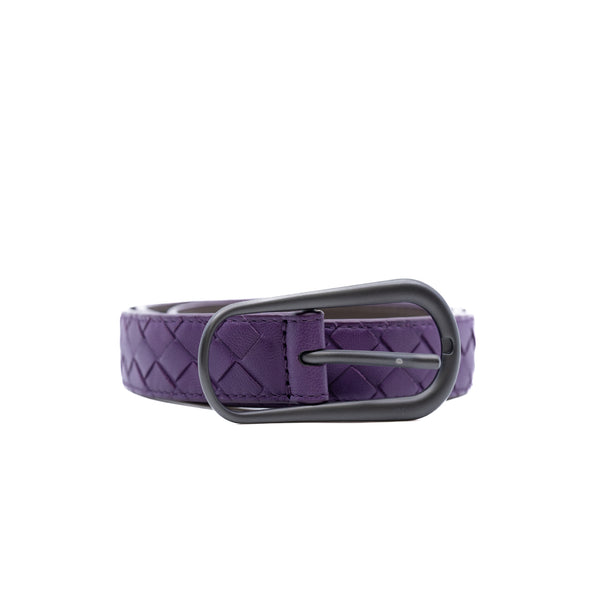 lady classic belt in leather purple ruthenium hw #80 - L'UXE LINK