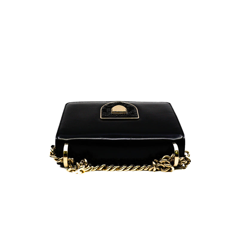 mini ama with sequin buckle in patent black ghw 2016 - L'UXE LINK