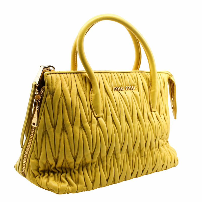 tote lambskin yellow with strap ghw - L'UXE LINK