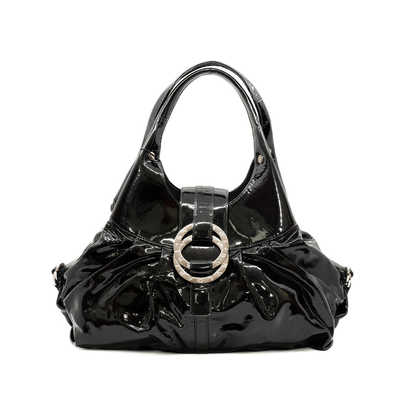 large  shoulder tote bag black patent