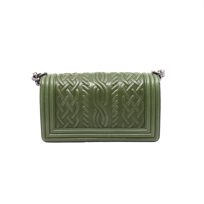 leboy mm in knots  leather green ruthenium seri 18 - L'UXE LINK