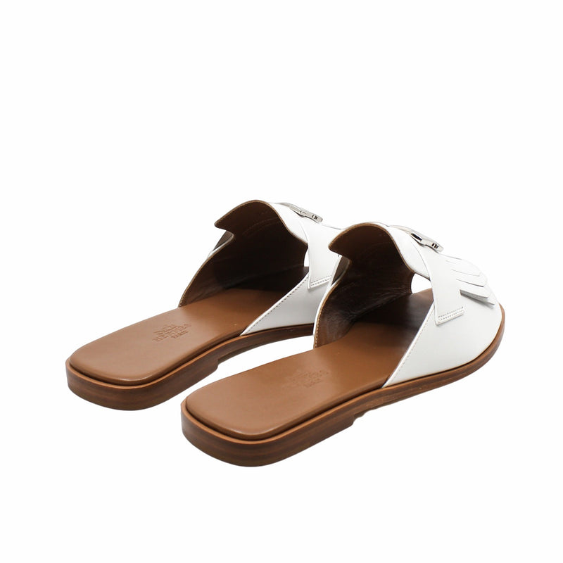 white silver H buckle open toe mules  #38 rrp1605 - L'UXE LINK