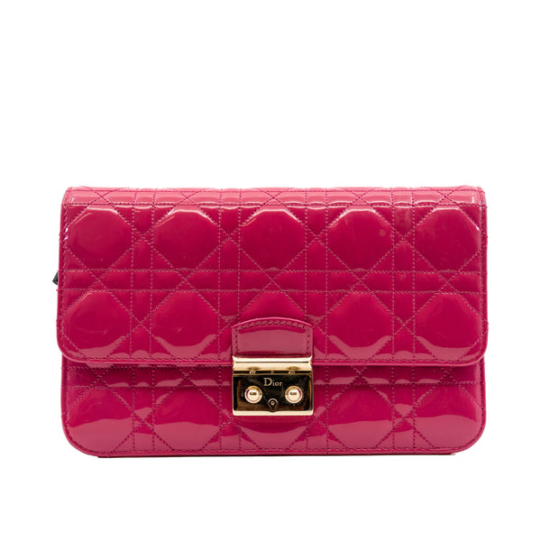 miss dior mini patent hot pink ghw