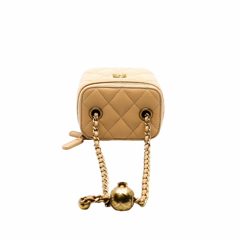 vanity case small lambskin beige  ghw seri 31 - L'UXE LINK