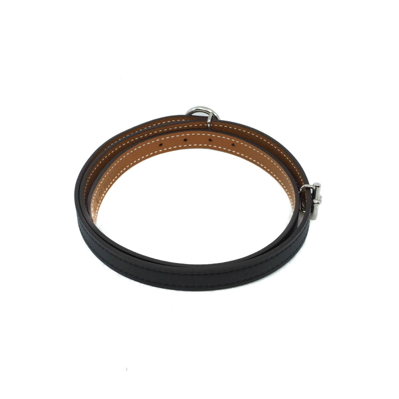 13mm Carrousel belt buckle & Reversible leather strap  in epsom black/gold phw - L'UXE LINK