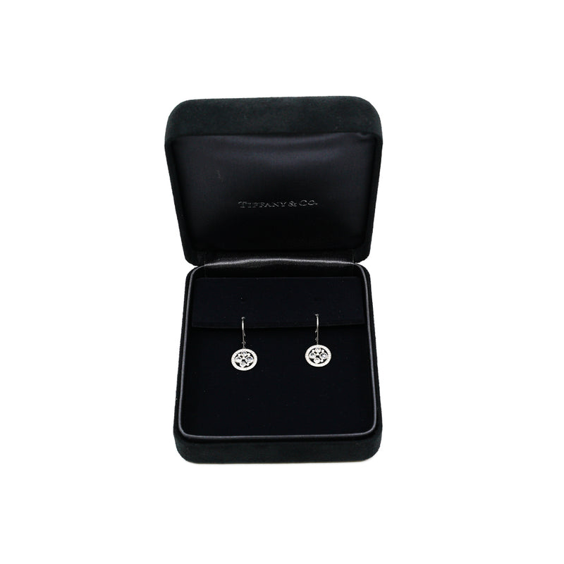 cricle diamond pandent earring in 18k wg