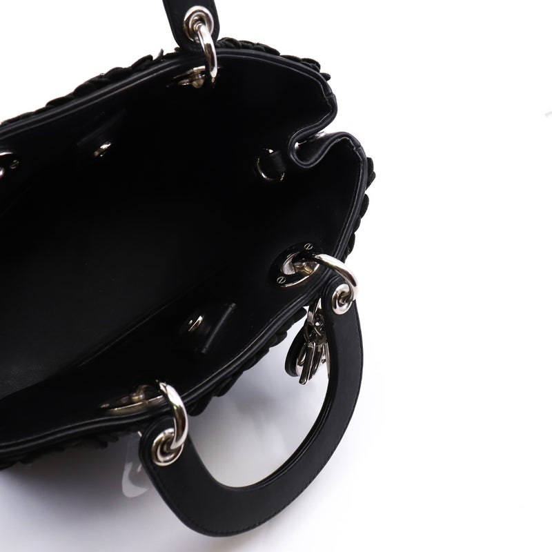 issimo limited flower glitter embrodary in leather black phw