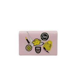 Diorama Wallet on Chain Patch Embellished Leather pink phw