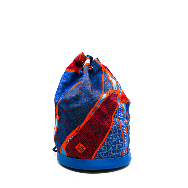 backpack bucket fabric blue pink Q STAMP - L'UXE LINK