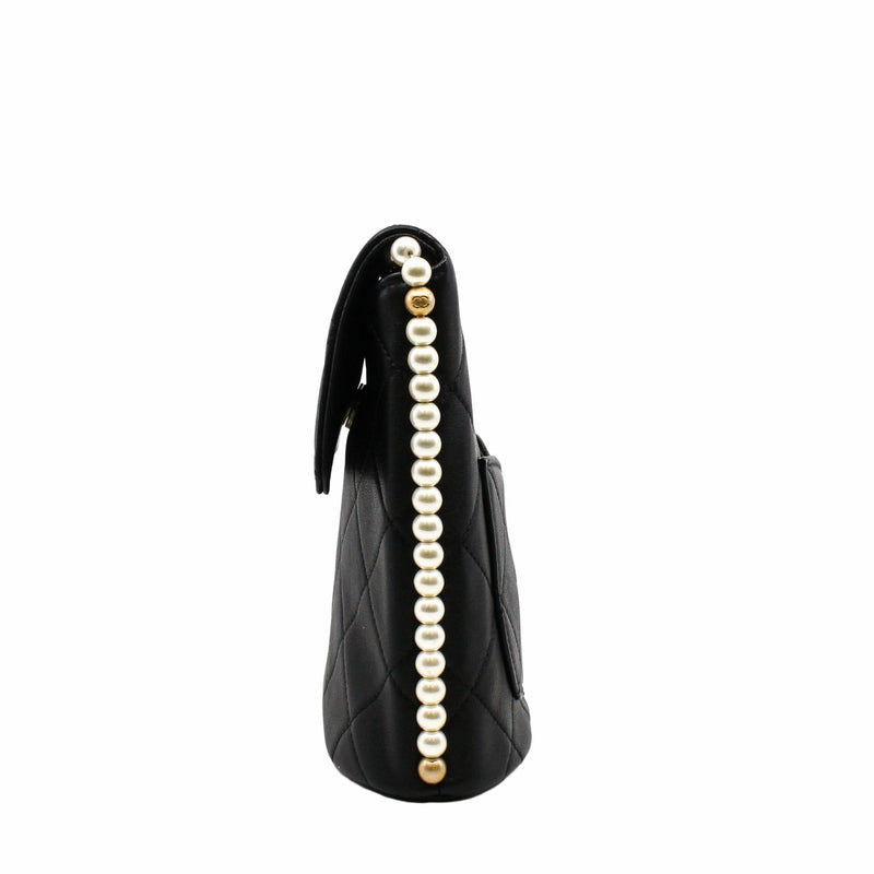 Cube pearl flap pearl bag in black lambskin ghw seri31