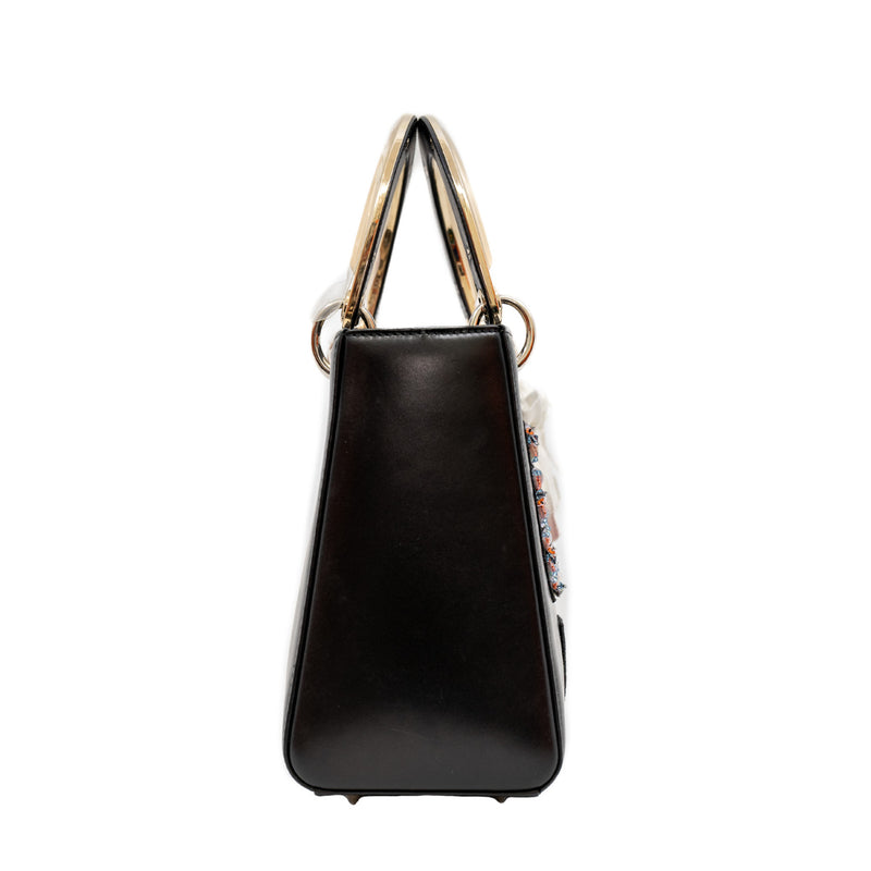 lady old medium with badges in leather black phw - L'UXE LINK