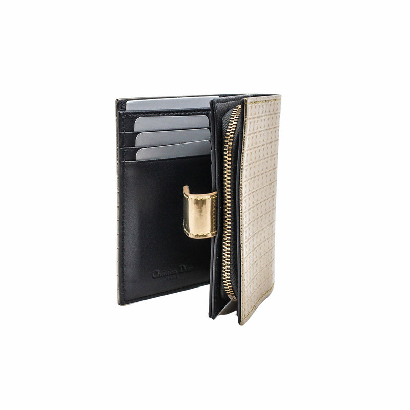 zip  compact wallet  gold patent - L'UXE LINK