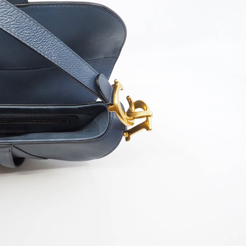 saddle mm leather blue - L'UXE LINK