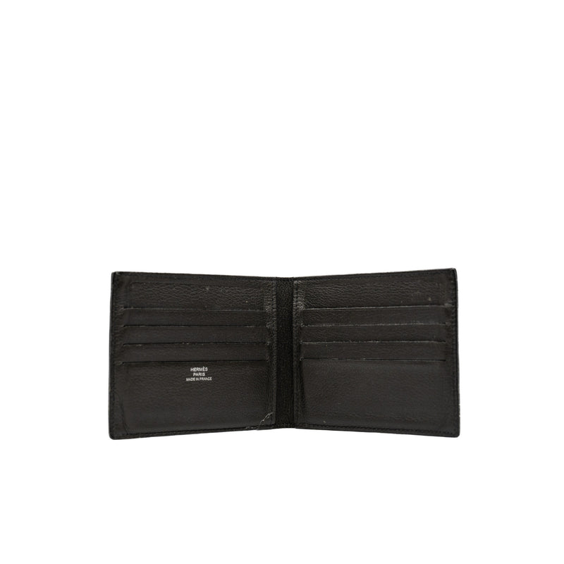 compact wallet in leather dark brown