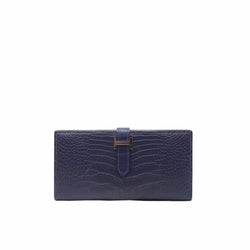H bearn long wallet crocodile navy PHW - L'UXE LINK