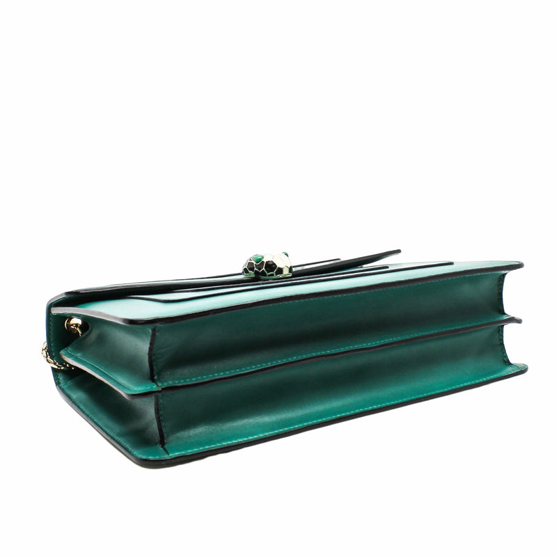serpenti double flap chain bag  green GHW