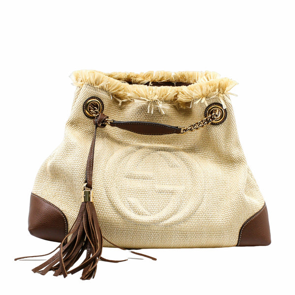 tote gg bag  fabric white ghw - L'UXE LINK