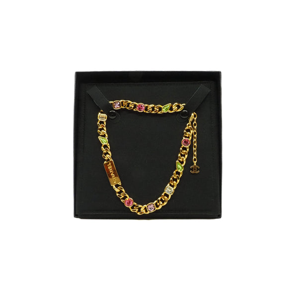 plate pandent color crystal necklace in ghw