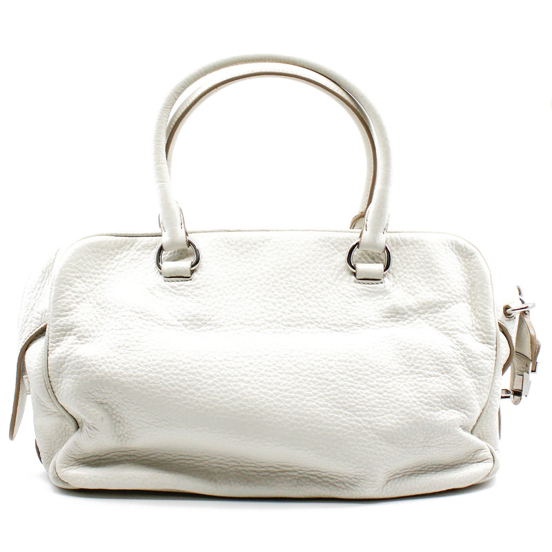 prada tote leather bag white