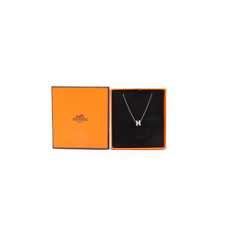 mini pop h necklace grey phw - L'UXE LINK