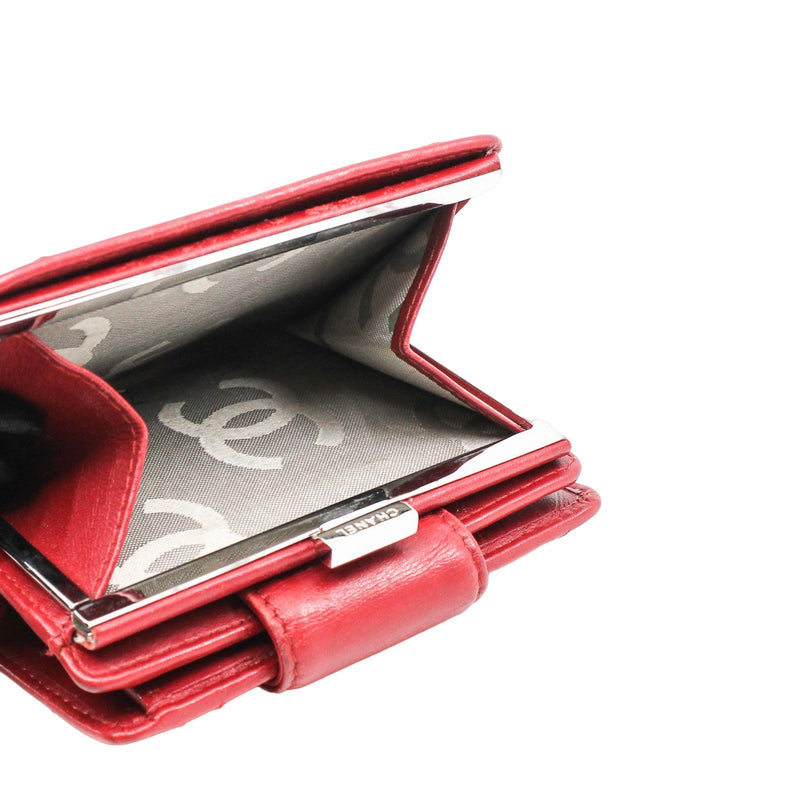 Cambon CC Bifold Quilted Lambskin Wallet Red - L'UXE LINK