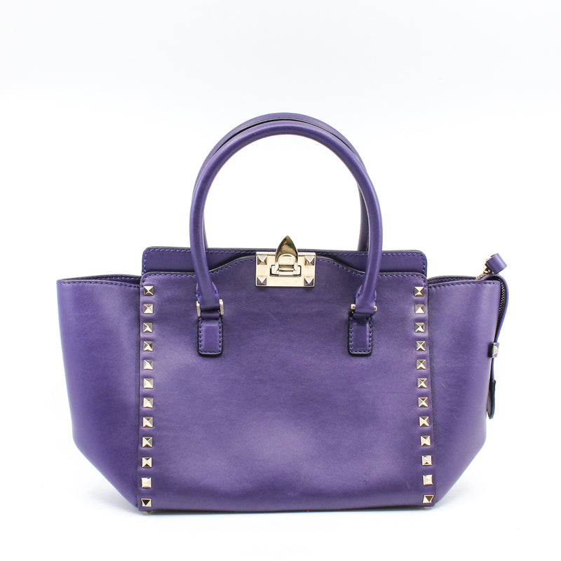 ROCKSTUD TOTE PEBBLED SMALL LEATHER purple PHW - L'UXE LINK
