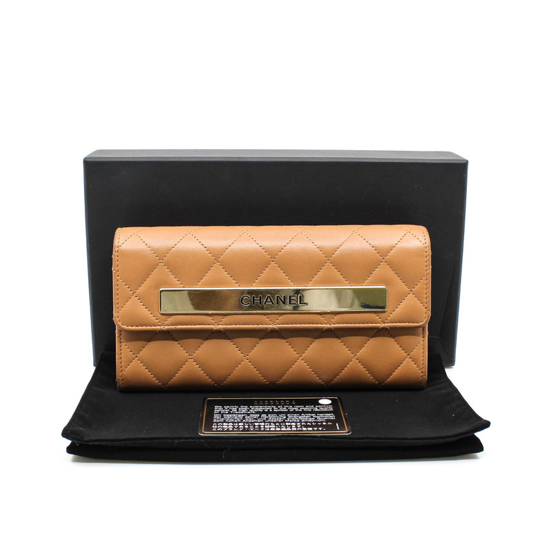 long wallet lamb skin brown  ghw seri 22 - L'UXE LINK