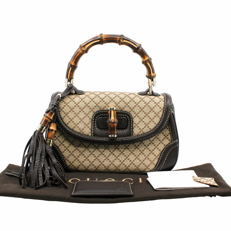 Bamboo Top Handle Bag GG Canvas - L'UXE LINK