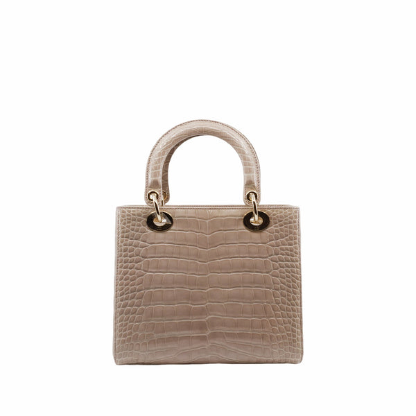 LADY DIOR medium beige nude CROCODILE GHW