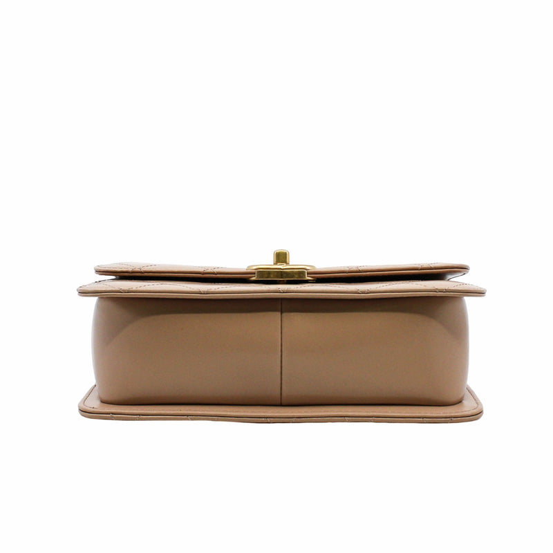 flap bag with double ball small  leather beige ghw rrp6790