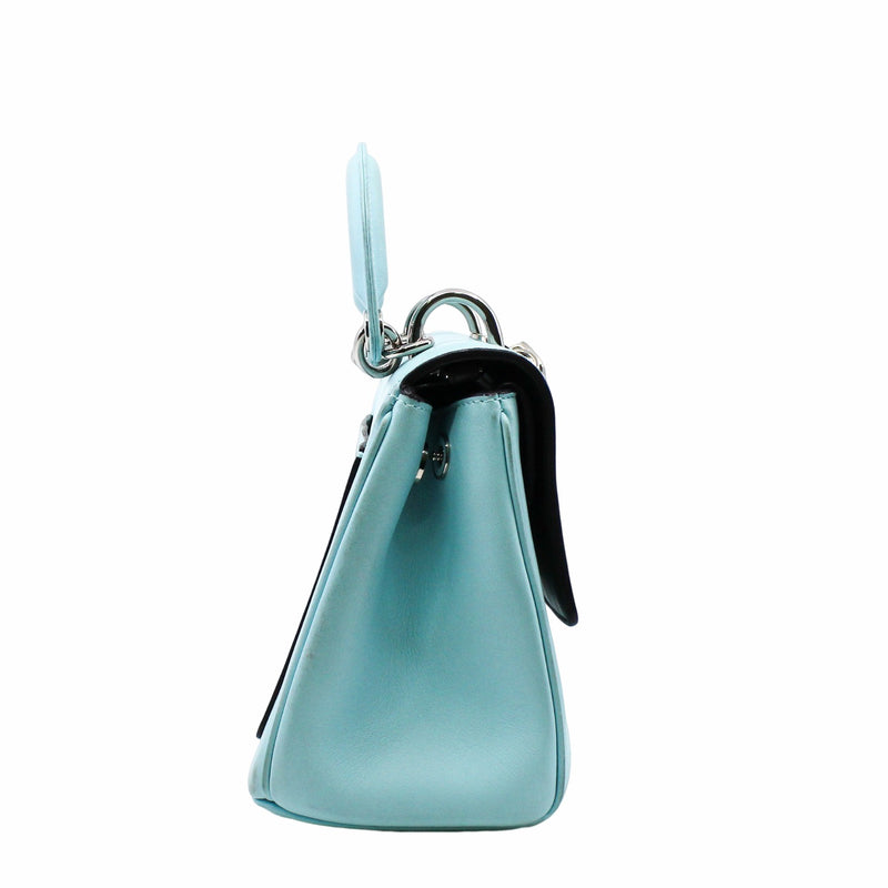 BE DIOR FLAP BAG MINI LEATHER BLUE  PHW - L'UXE LINK