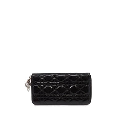 lady long zip wallet in patent black phw #2010 - L'UXE LINK