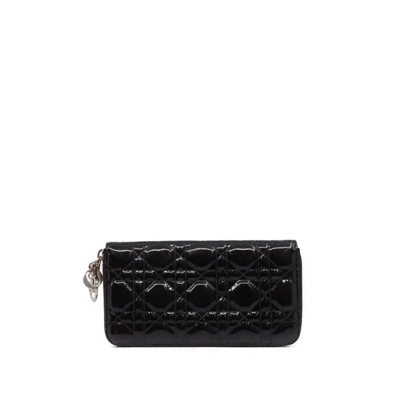 lady long zip wallet in patent black phw #2010 - L'UXE LINK