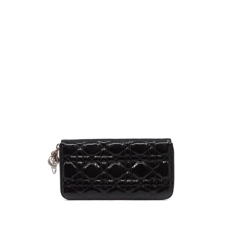 lady long zip wallet in patent black phw #2010 - L'UXE LINK