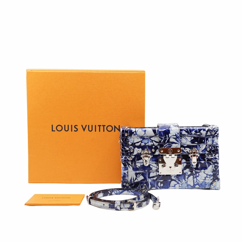 PETITE MALLE CROCODILE blue and white PHW