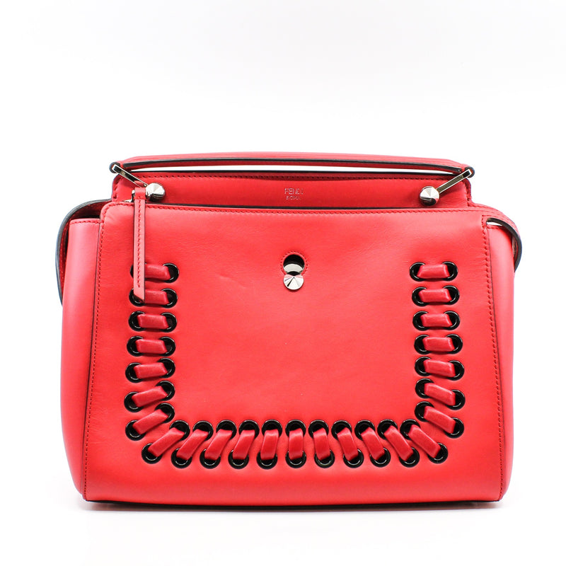 Fendi Off RED Leather Dotcom Top Handle Bag - L'UXE LINK
