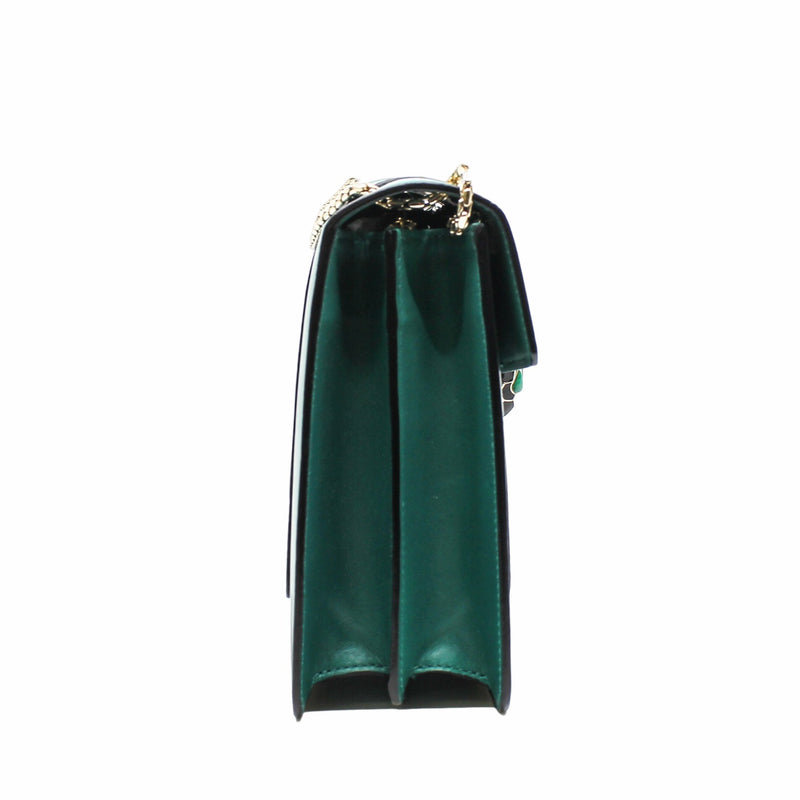 serpenti double flap chain bag  green GHW