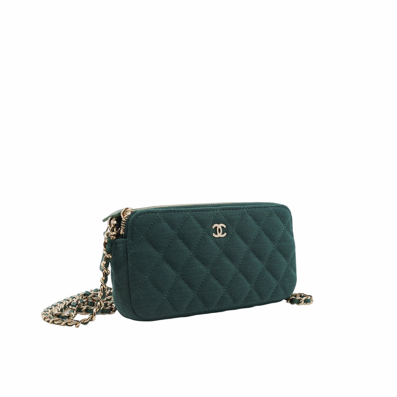cf zip chain bag mini fabric green  seri28