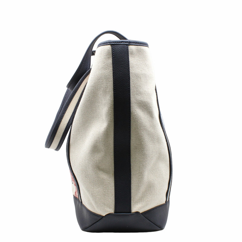 TOTE navy with beige fabric red line with strap - L'UXE LINK