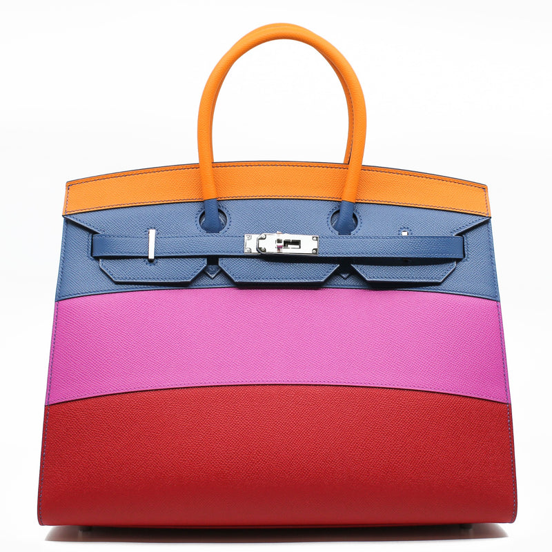 Birkin 35 brown mix pink red yellow navy limited edition