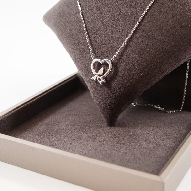 18k wg diamond with purple bee necklace - L'UXE LINK