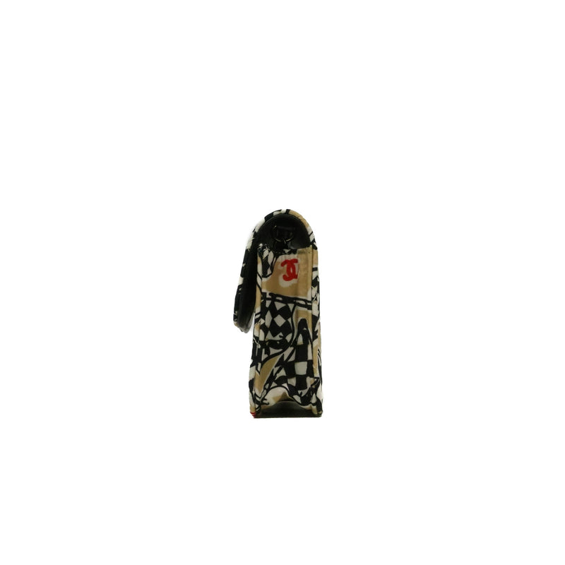 vanity card holder chain bag with fabric beige/black phw #KPG - L'UXE LINK