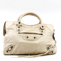 city medium leather beige Antique Brass