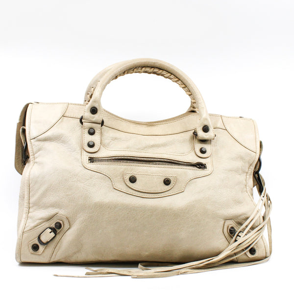 city medium leather beige Antique Brass - L'UXE LINK