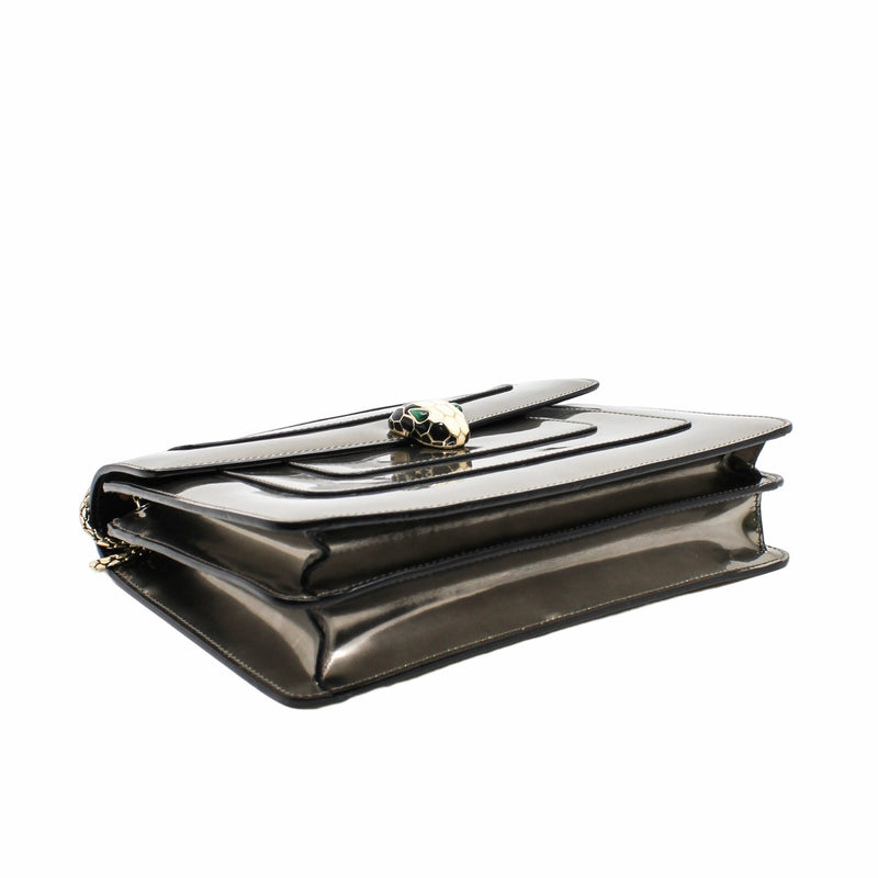 SERPENT FOREVER SNAKEHEAD CROSSBODY BAG LEATHER SILVER PHW - L'UXE LINK