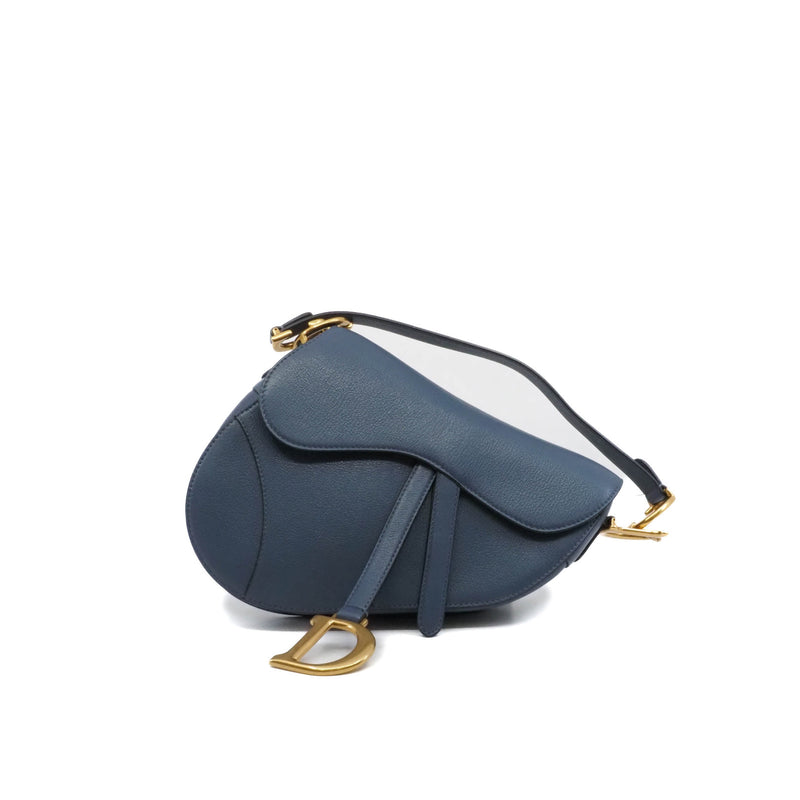 saddle mm leather blue - L'UXE LINK