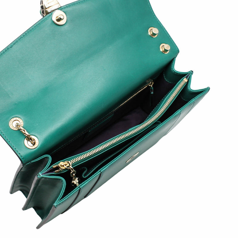 serpenti double flap chain bag  green GHW